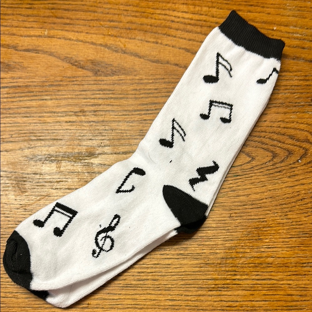 Musical Note White and Black Hosiery & Socks